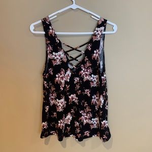 American Eagle cross neck floral tank top